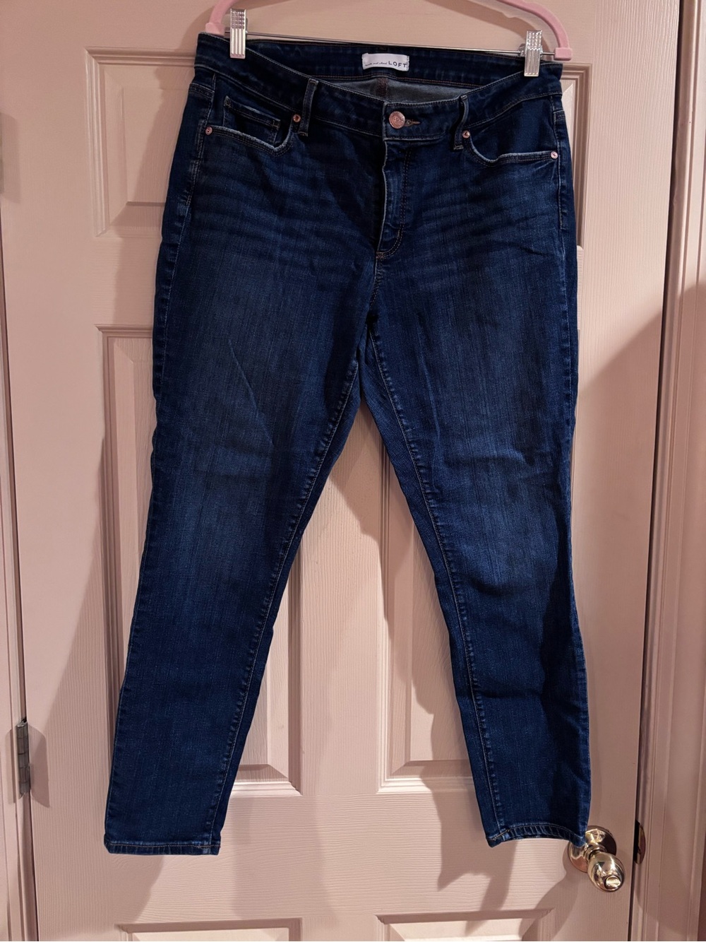 LOFT Dark Blue Curvy Skinny Crop Jeans